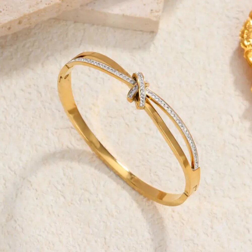 14K Gold Womens 1ct Diamond Knot Cuff Bangle Bracelet New 14 K Silver Jewelry